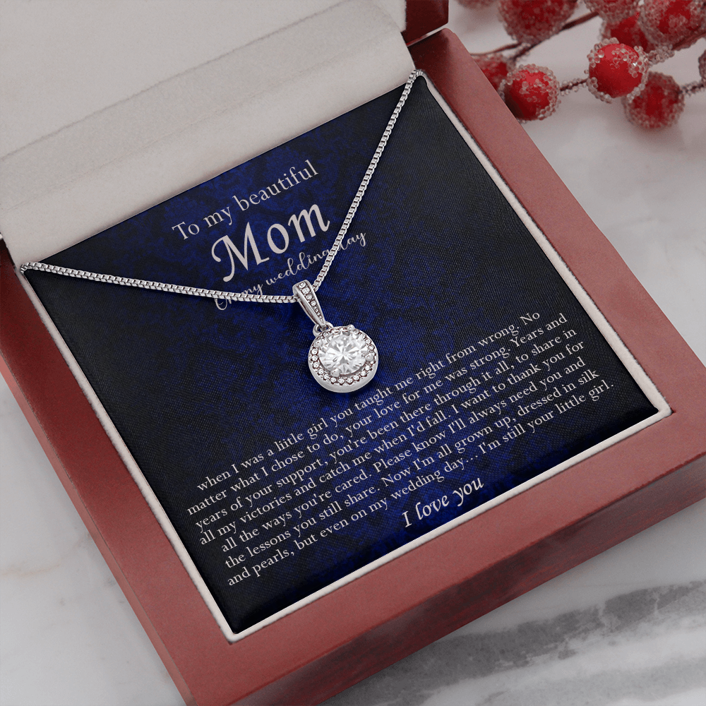 138E Necklace To My Beautiful Mom On My Wedding Day, I Love You Always Necklace Gift
