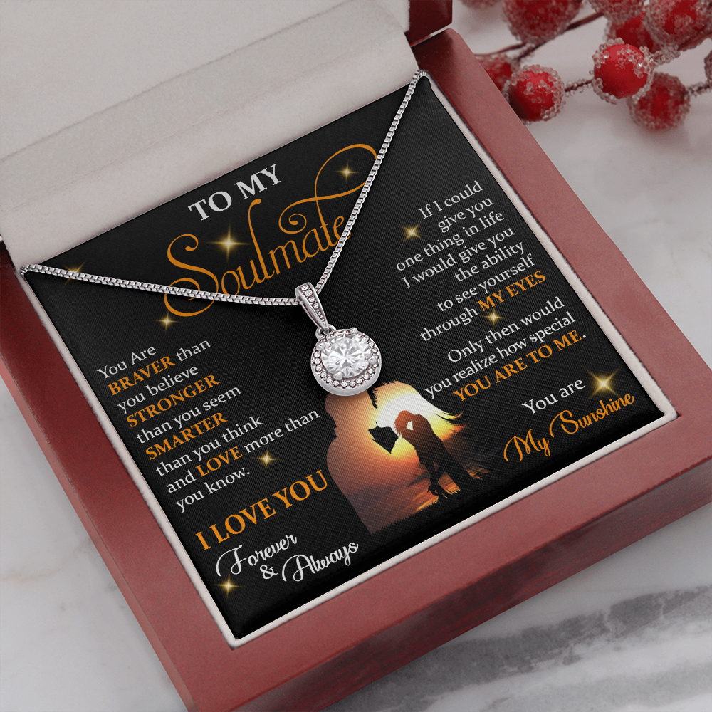 Q1E To My Soulmate Necklace, Gift For Wife Girlfriend From Husband, Love My Sunshine