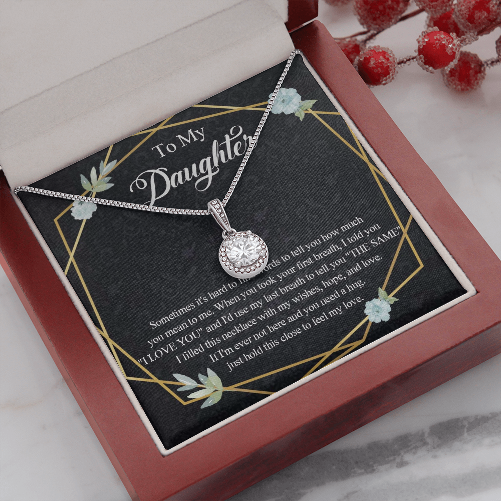 1E Heart Necklace To My Daughter Birthday Gift from Dad, Mom for Beautiful Daughter