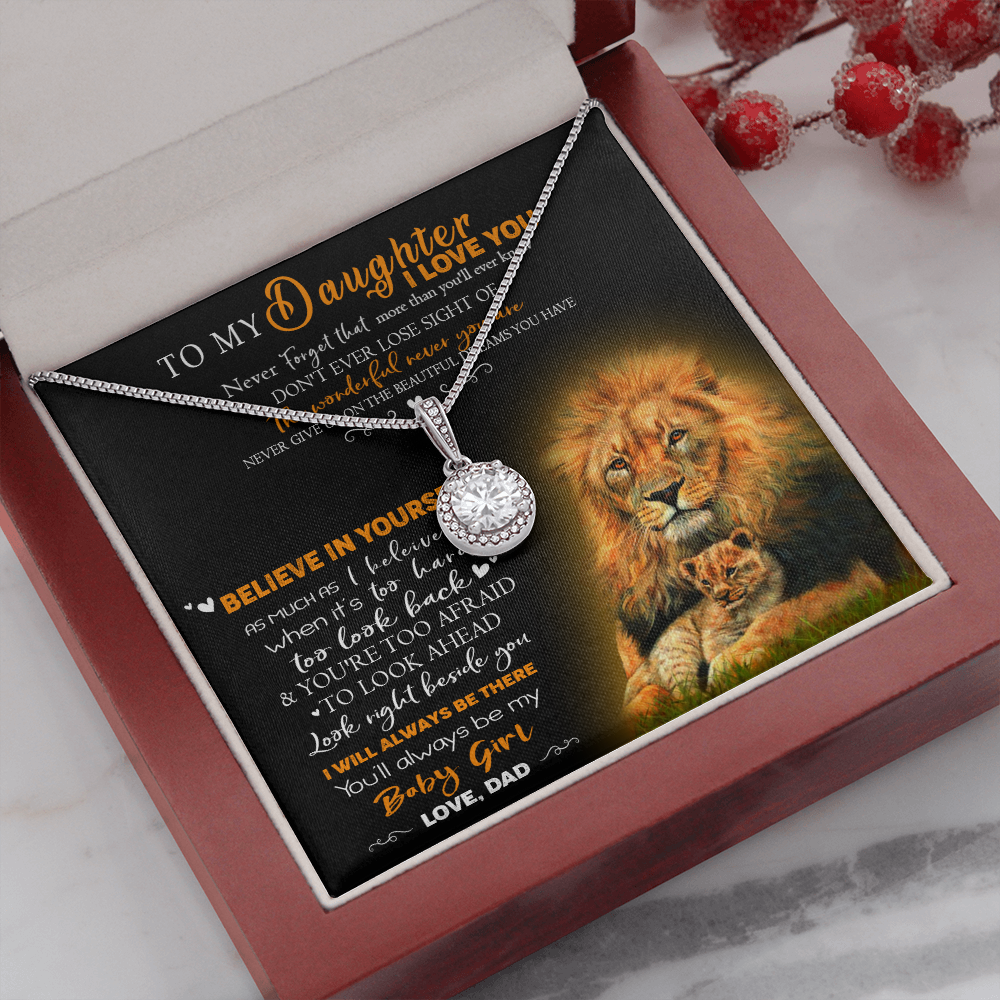 8E To My Daughter Necklace, Gift for Her/Women, Love You Daughter Lion Dad Necklace