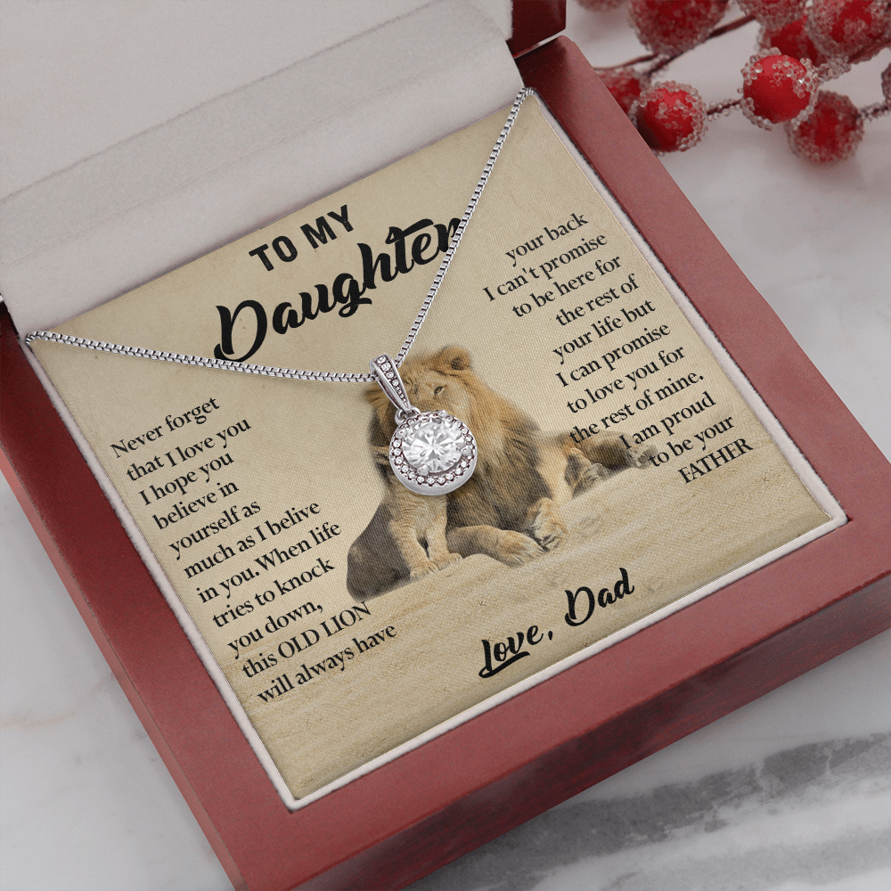 124E Necklace To My Daughter, Lion Daughter Birthday Gift from Lion Dad Necklace