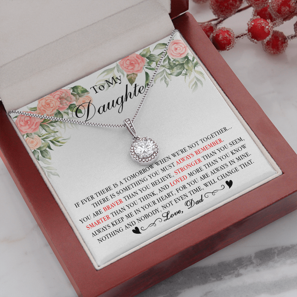 0E Heart Necklace To My Daughter Cute Birthday Gift from Dad for Beautiful Daughter