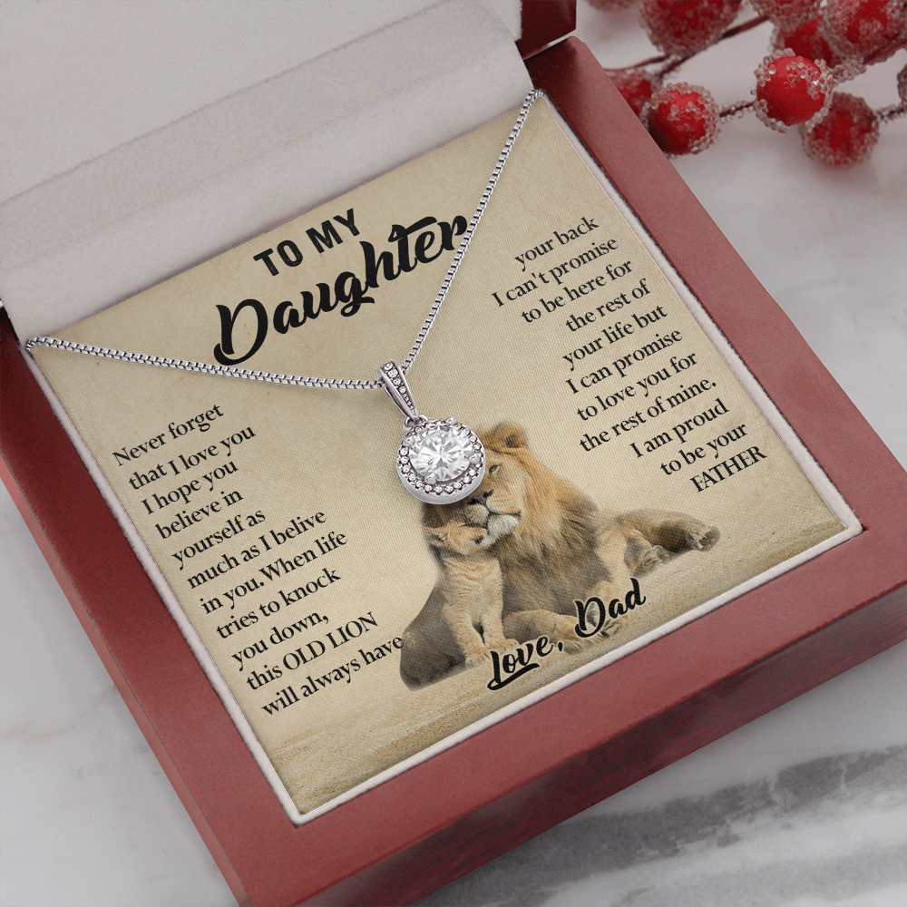 124E Necklace To My Daughter, Lion Daughter Birthday Gift from Lion Dad Necklace