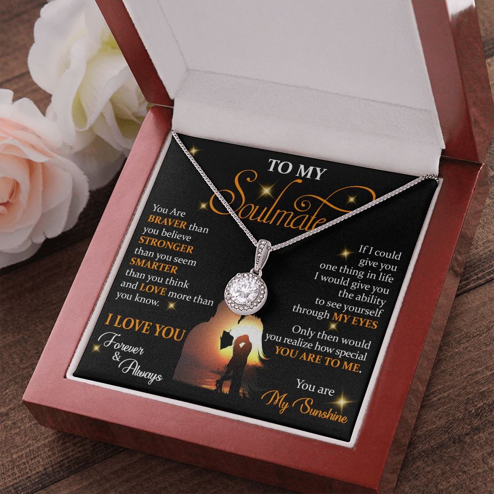 Q1E To My Soulmate Necklace, Gift For Wife Girlfriend From Husband, Love My Sunshine