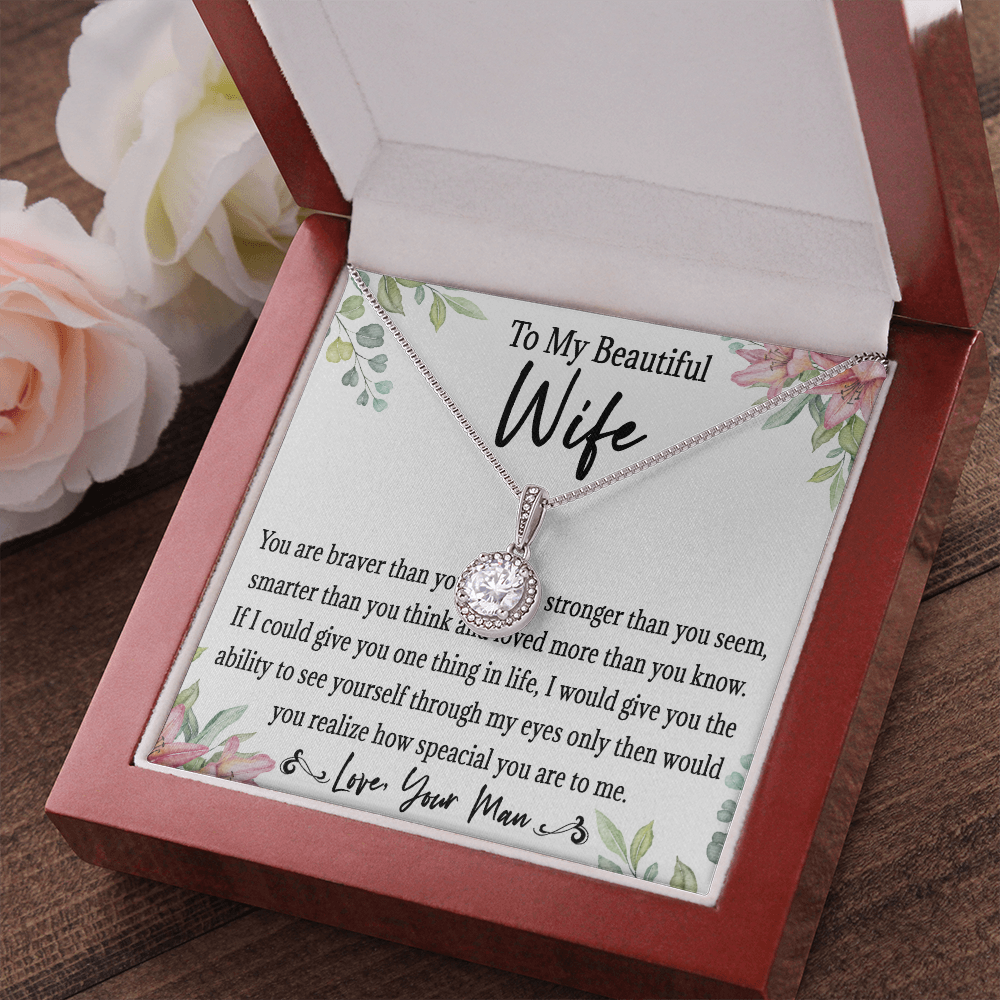65E Love Gift To My Beautiful Wife, Women Necklace for Her, Birthday from Husband
