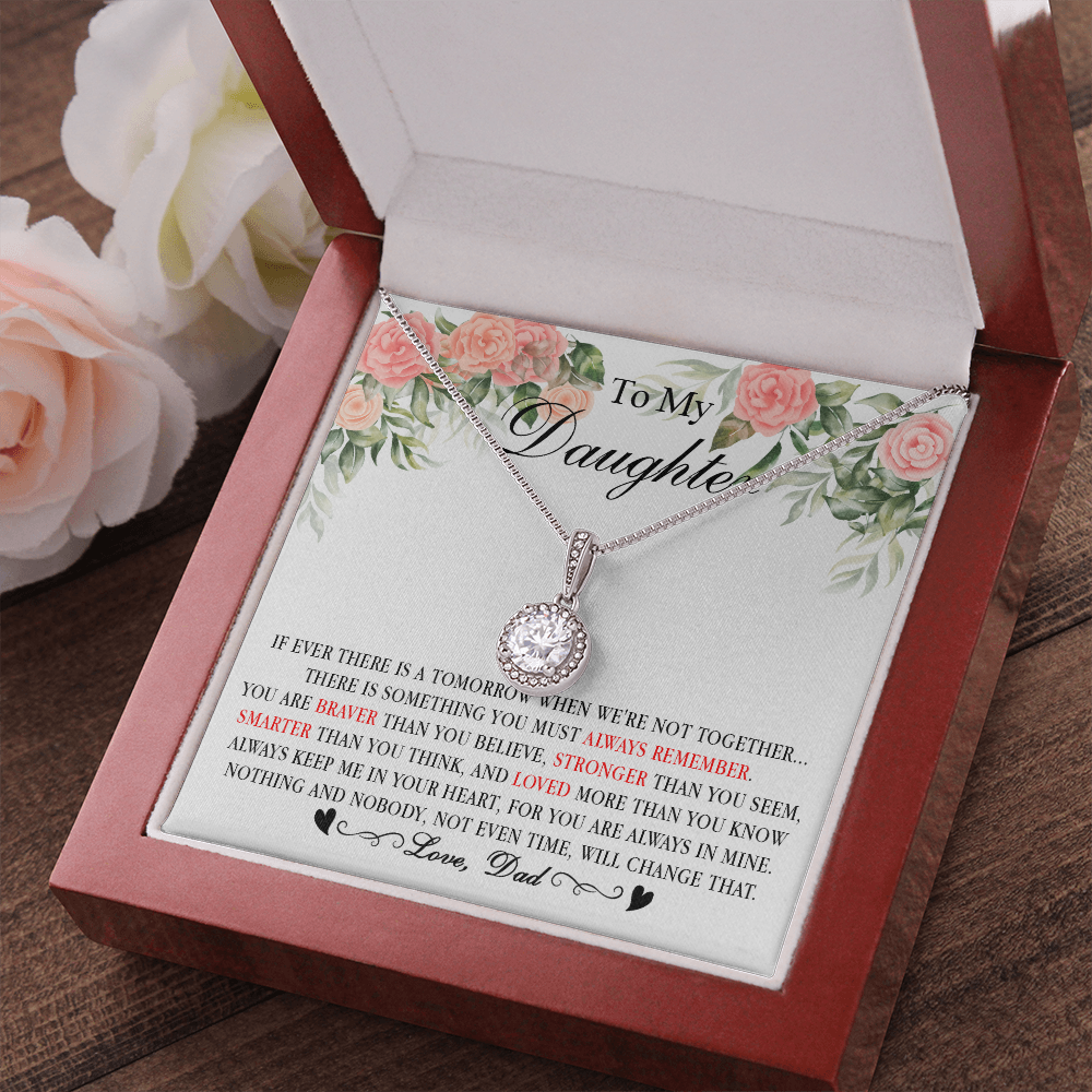 0E Heart Necklace To My Daughter Cute Birthday Gift from Dad for Beautiful Daughter