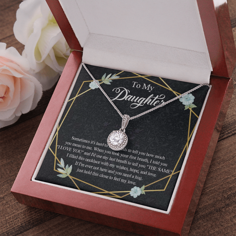 1E Heart Necklace To My Daughter Birthday Gift from Dad, Mom for Beautiful Daughter