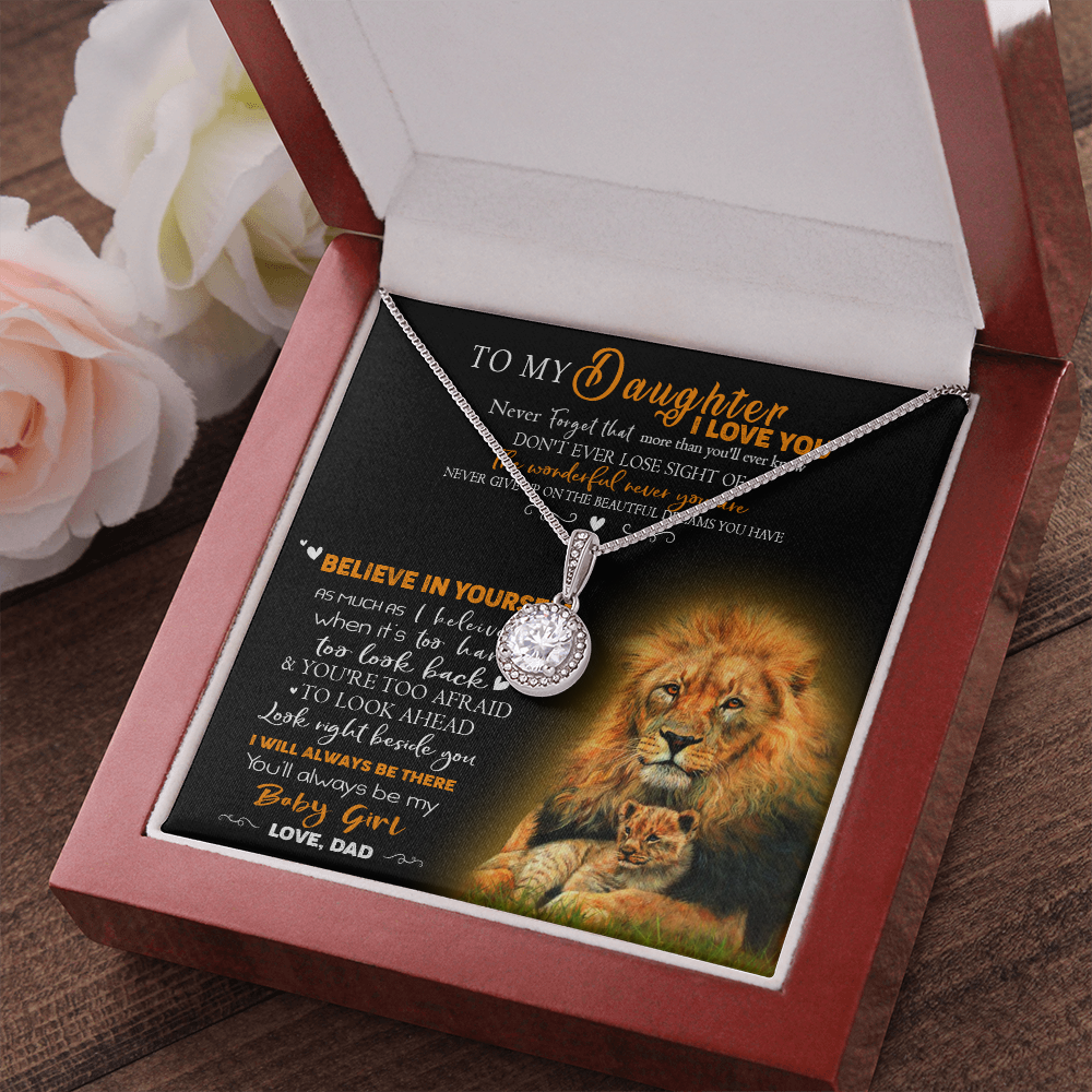 8E To My Daughter Necklace, Gift for Her/Women, Love You Daughter Lion Dad Necklace