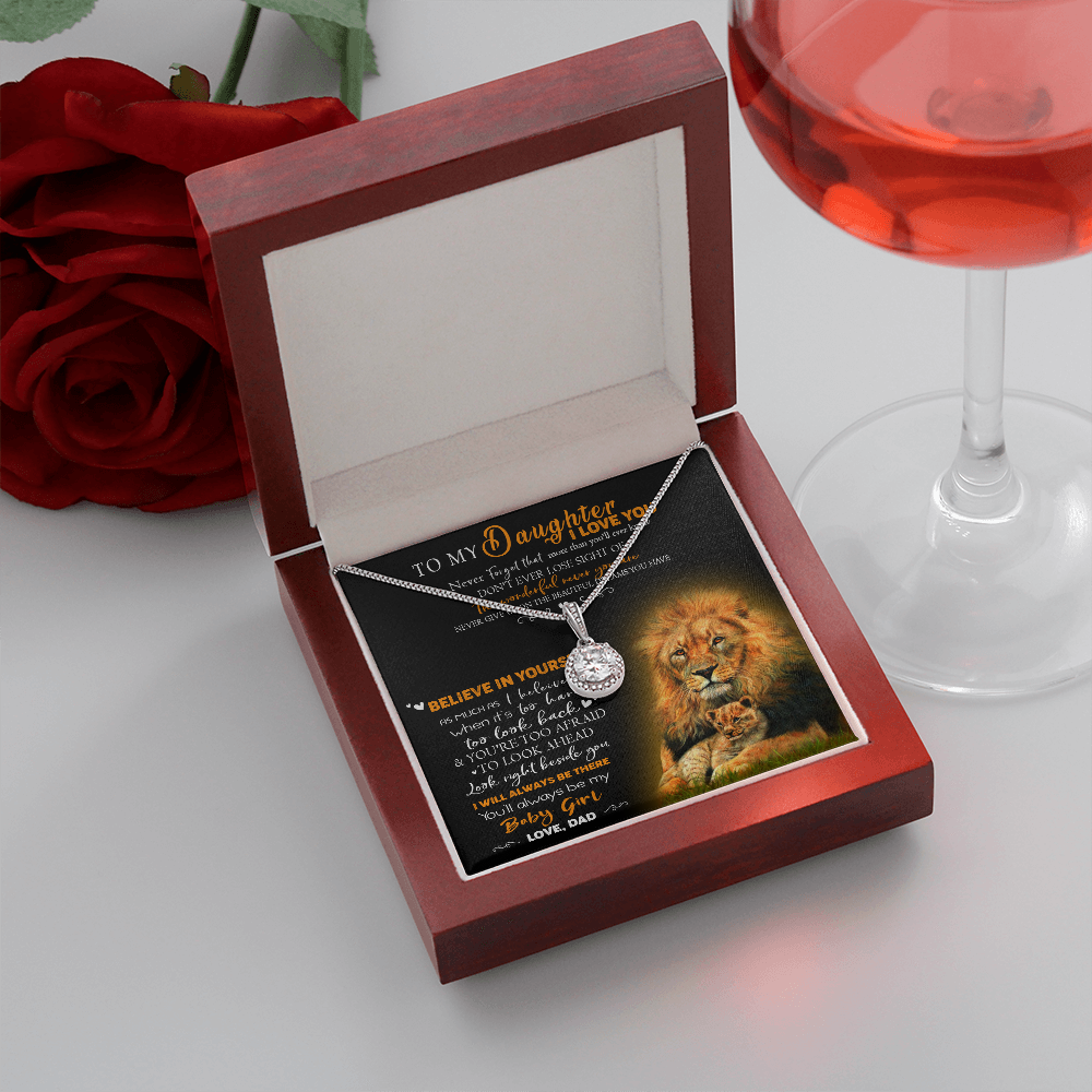 8E To My Daughter Necklace, Gift for Her/Women, Love You Daughter Lion Dad Necklace