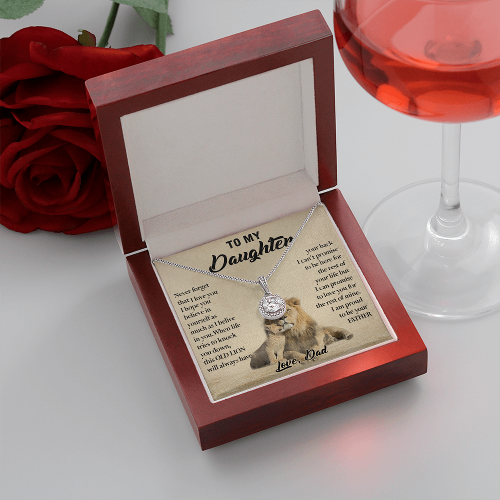 124E Necklace To My Daughter, Lion Daughter Birthday Gift from Lion Dad Necklace