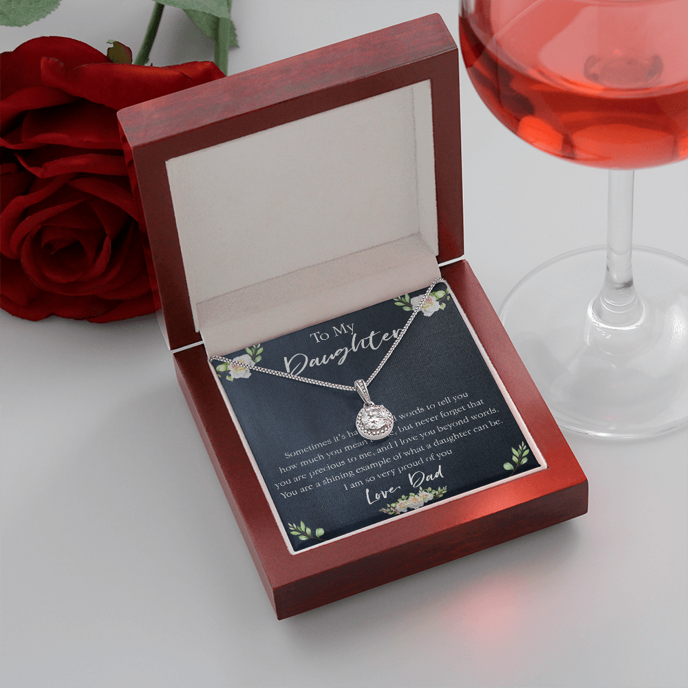 18E Necklace To My Daughter, Floral Necklace Gift for Daughter/Her, Gift From Dad