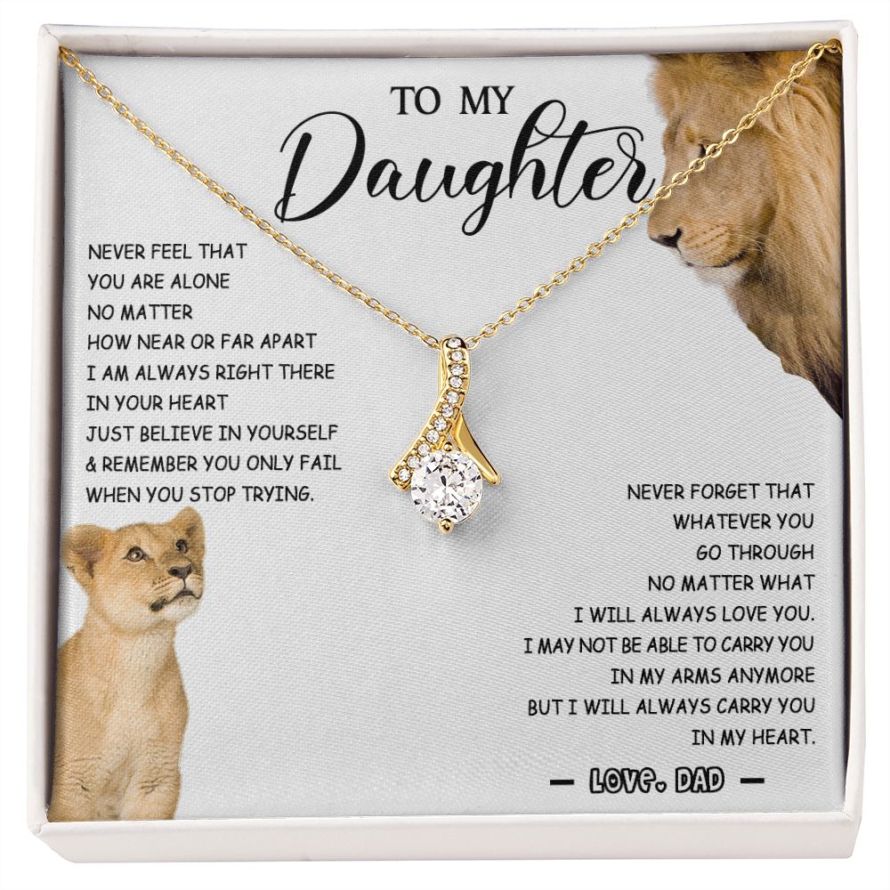 477B To My Daughter Necklace Father to Daughter Birthday Christmas Gift from Lion Dad