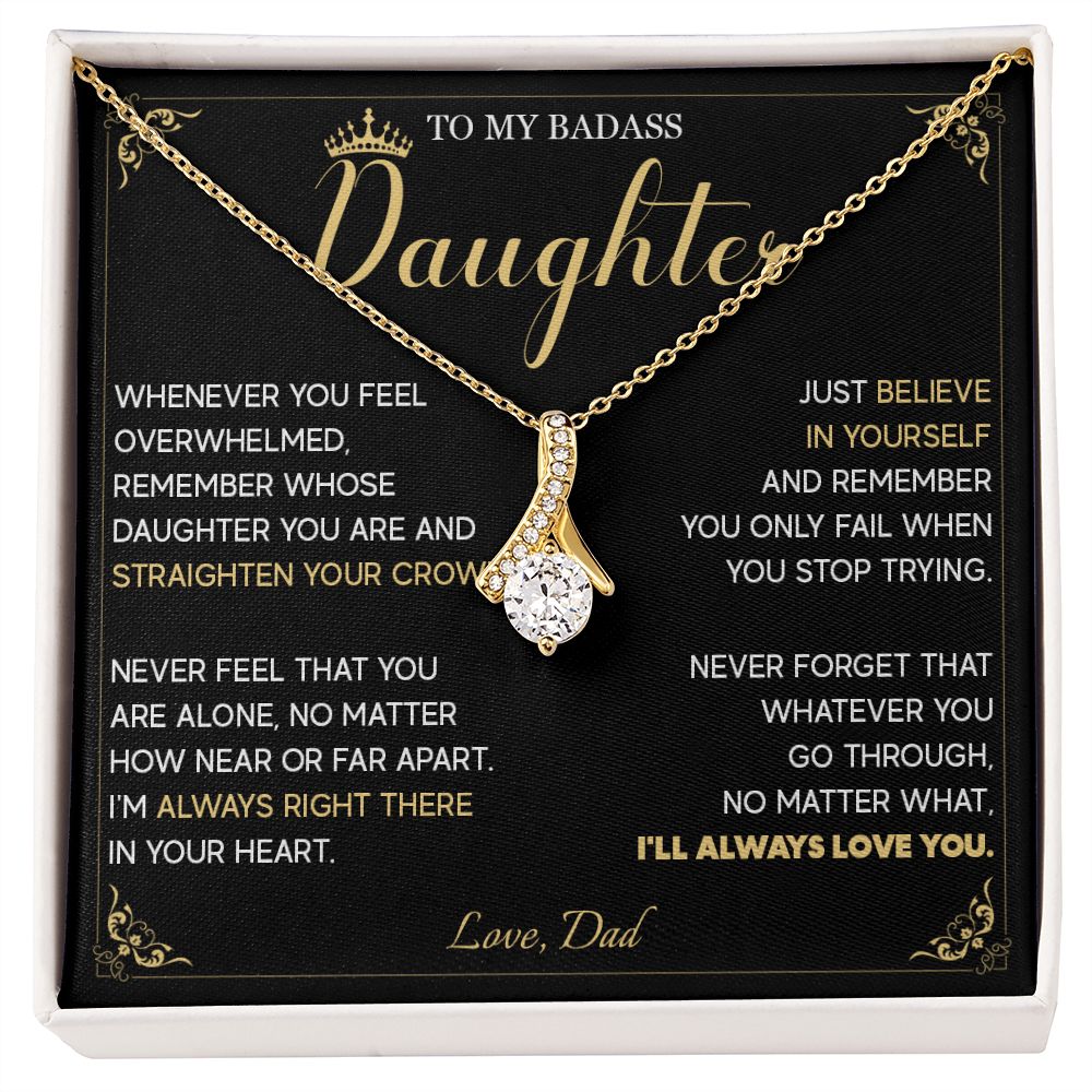 513B To My Badass Daughter Crown Necklace, Birthday Gift For Badass Daughter From Dad
