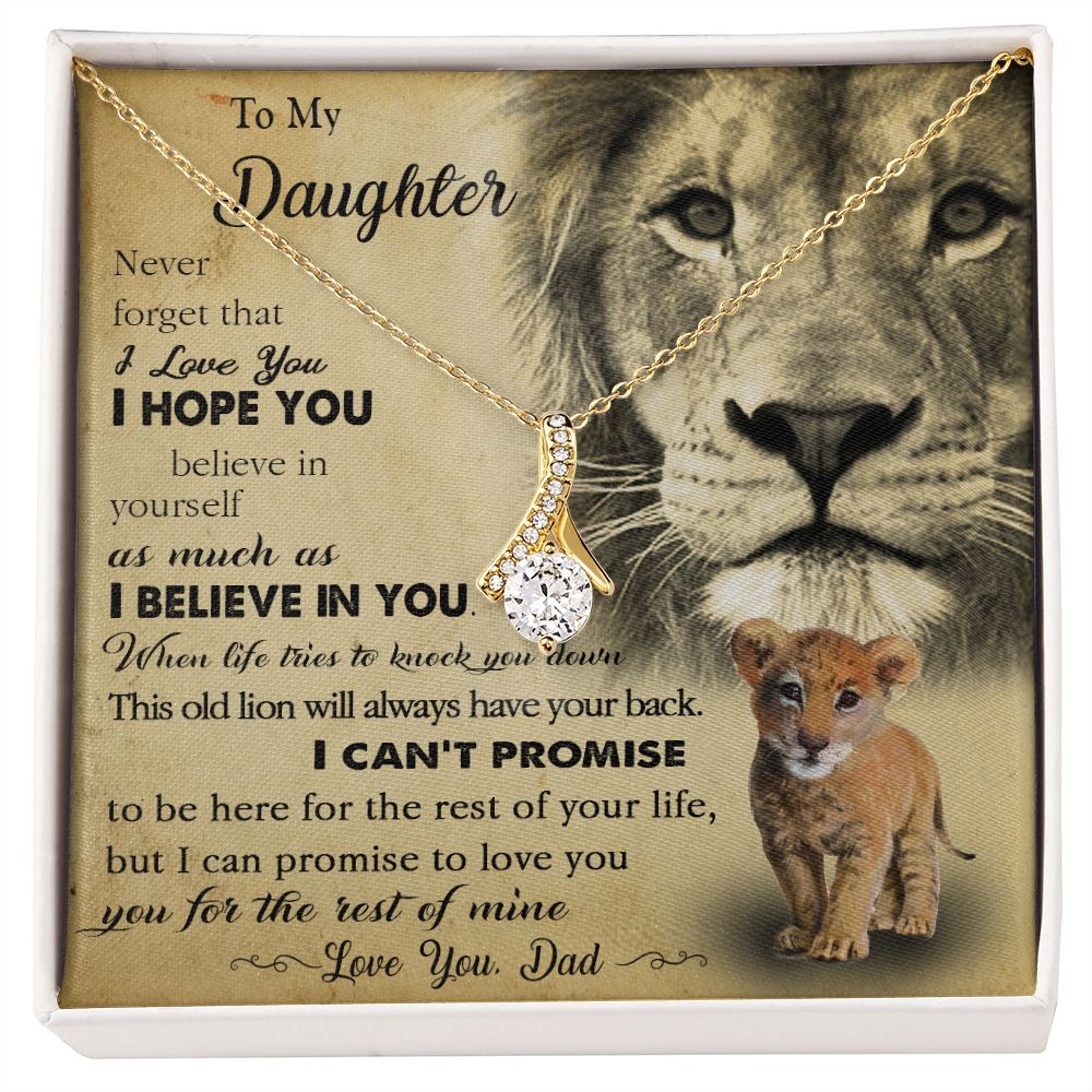 385B To My Daughter Necklace Love Dad, Lion Necklace, Gift Birthday, Holiday
