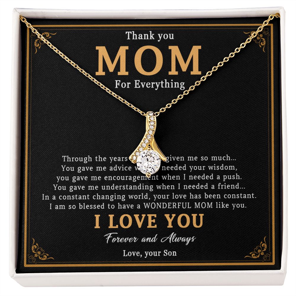 519B Thank You Mom Necklace, Mom Necklace Love Gift, Mom Birthday Gift From Son