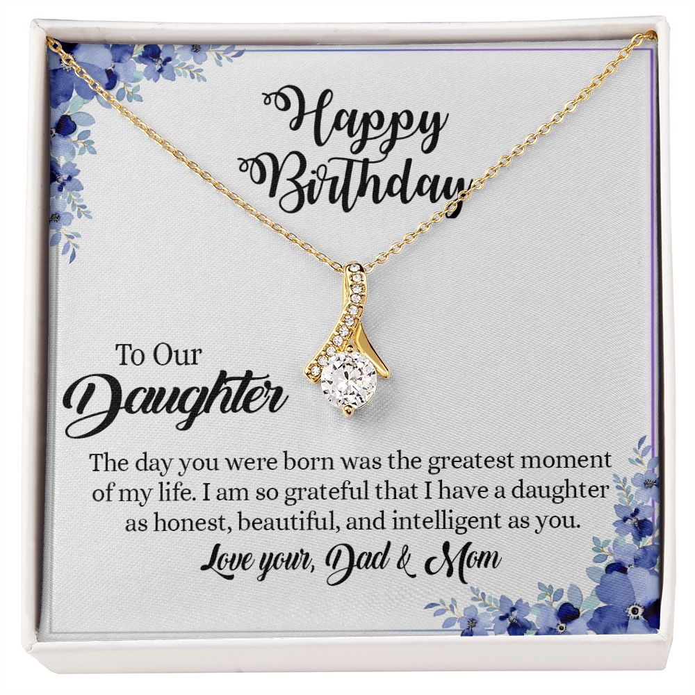 394B To My Daughter Necklace, Xmas Birthday Gift For Daughter From Dad & Mom