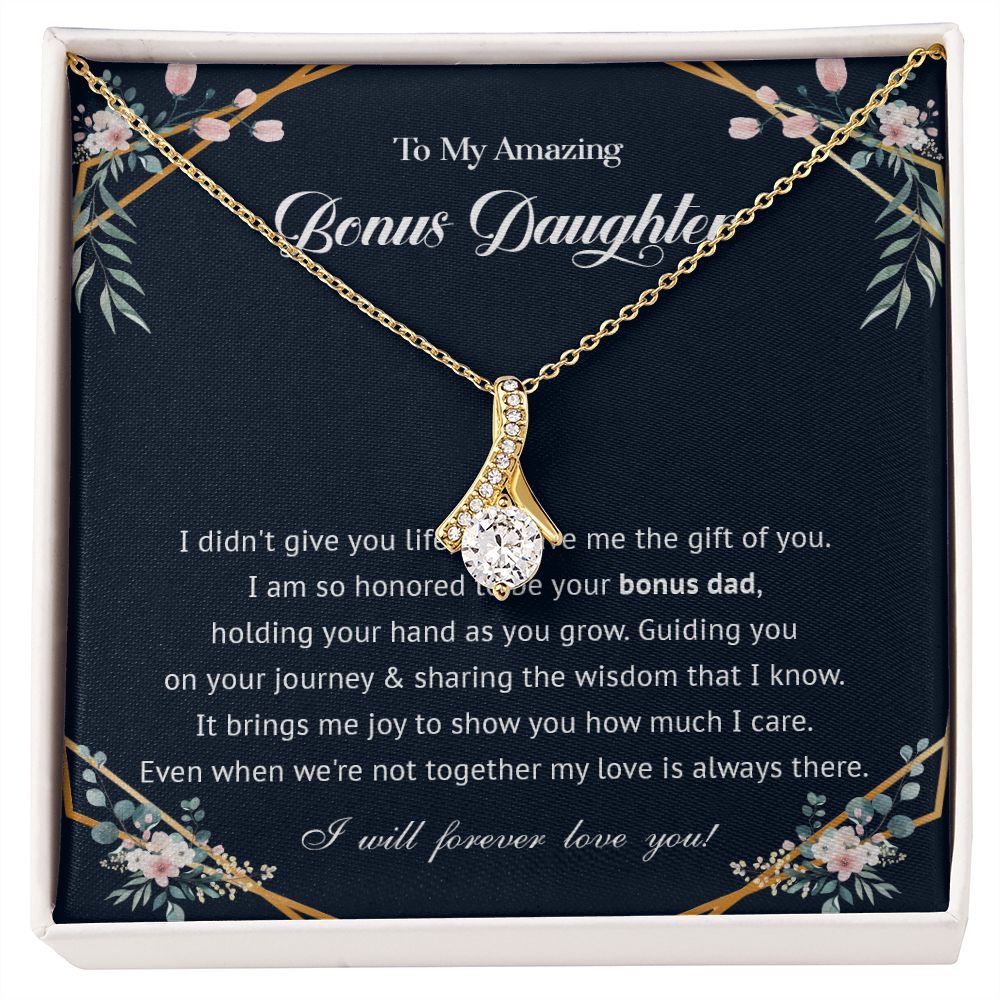 575B To My Bonus Daughter Necklace, Bonus Daughter Gift From Stepdad, Birthday Gifts