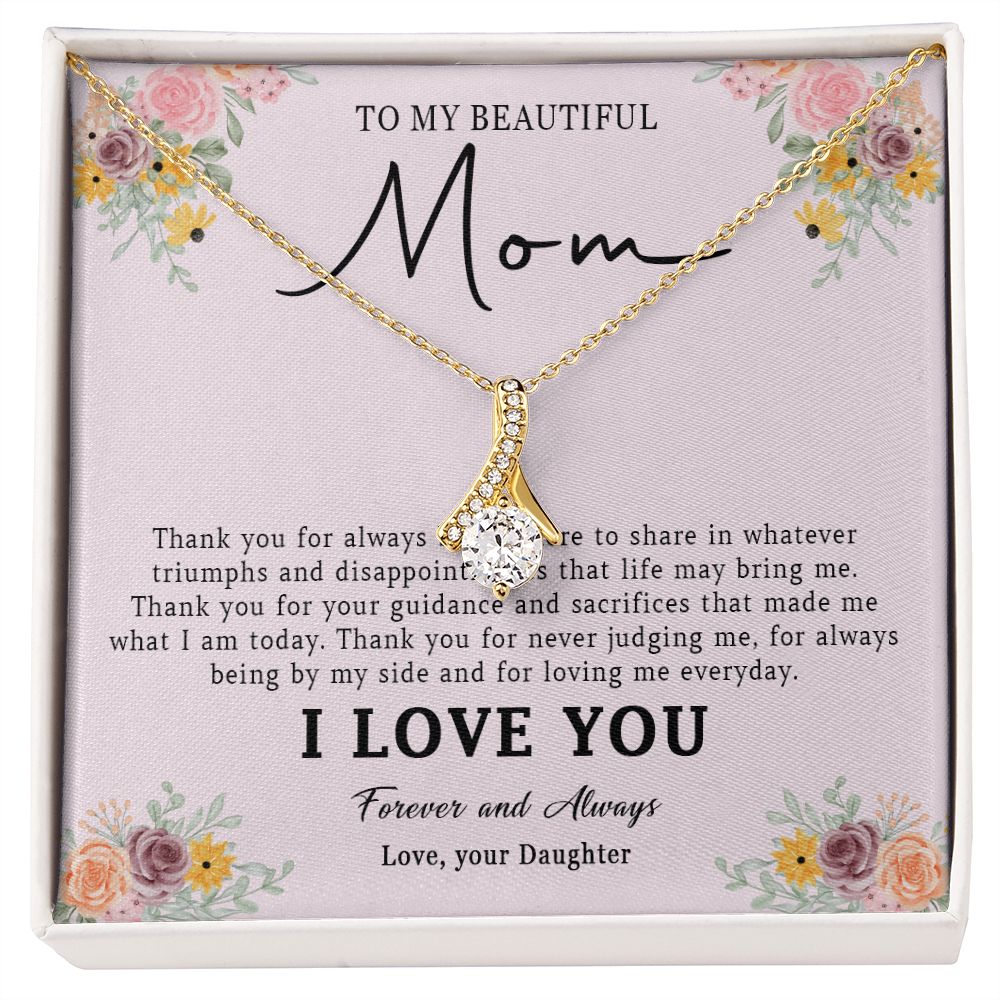 521B Love Mom Necklace, To My Beautiful Mom Necklace, Mom Birthday Gift from Daughter