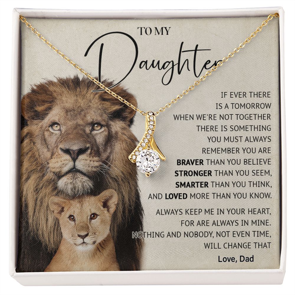 506B To My Daughter Necklace, Gift For Daughter From Dad, Lion Father Gift, Love Gift