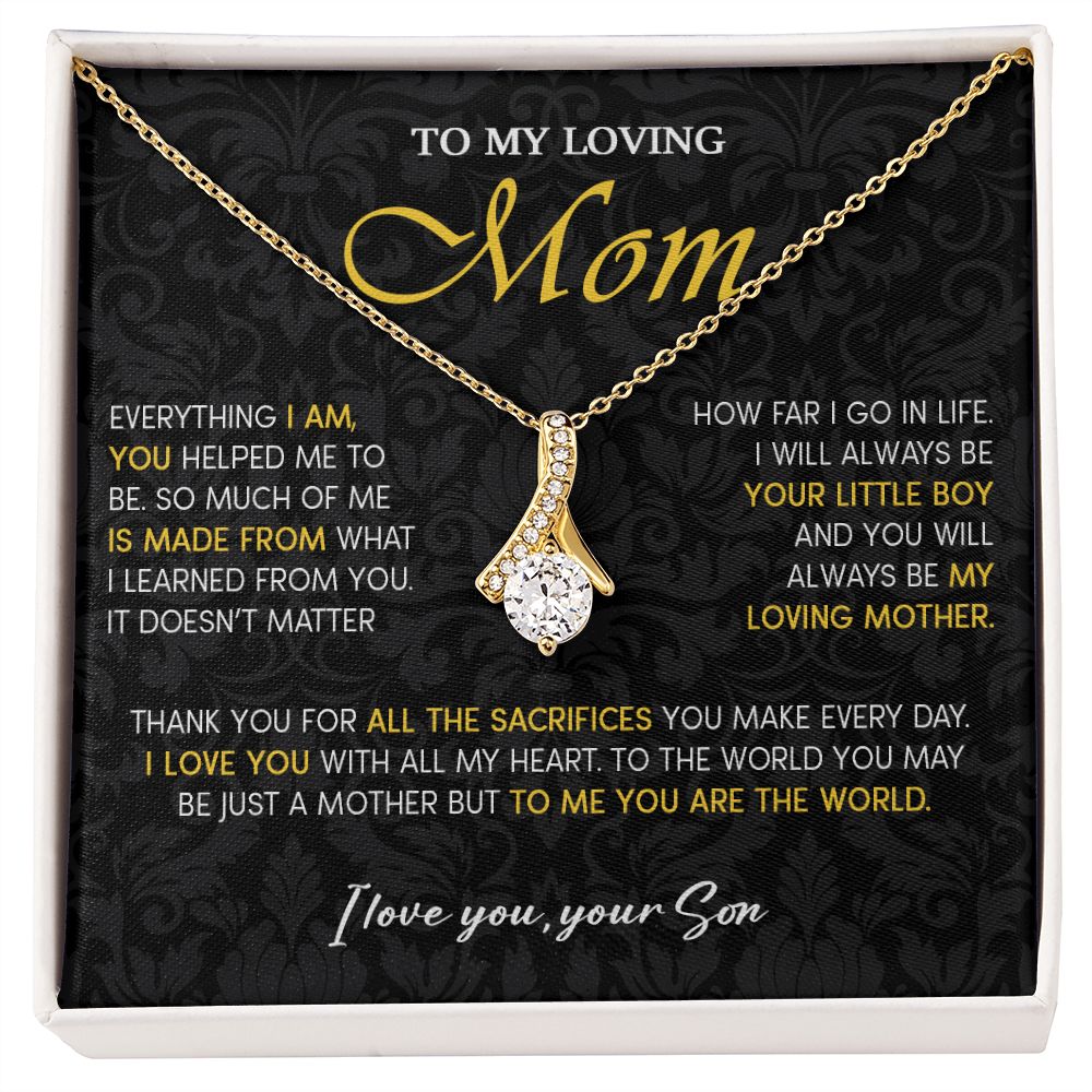 441B To My Loving Mom Necklace, Gift for Mom from Son, Mom Birthday Gifts Necklace