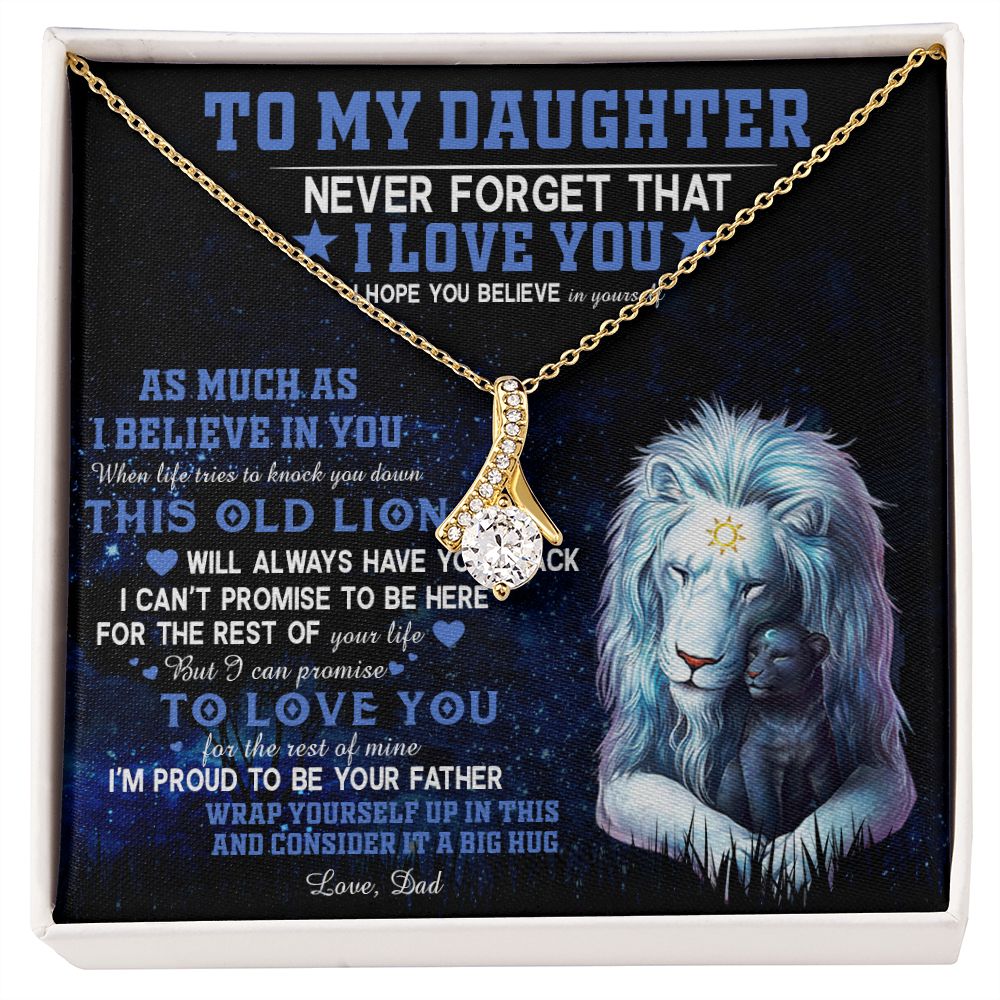 382B To My Daughter Necklace Never Forget That I Love You Necklace, Lion Necklace
