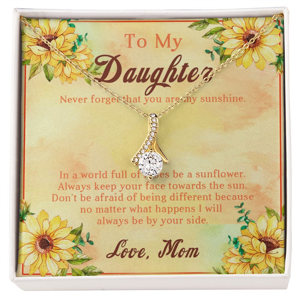 107B Sunflower Necklace, To My Daughter Necklace, Necklace Gift From Mom, Xmas Gift