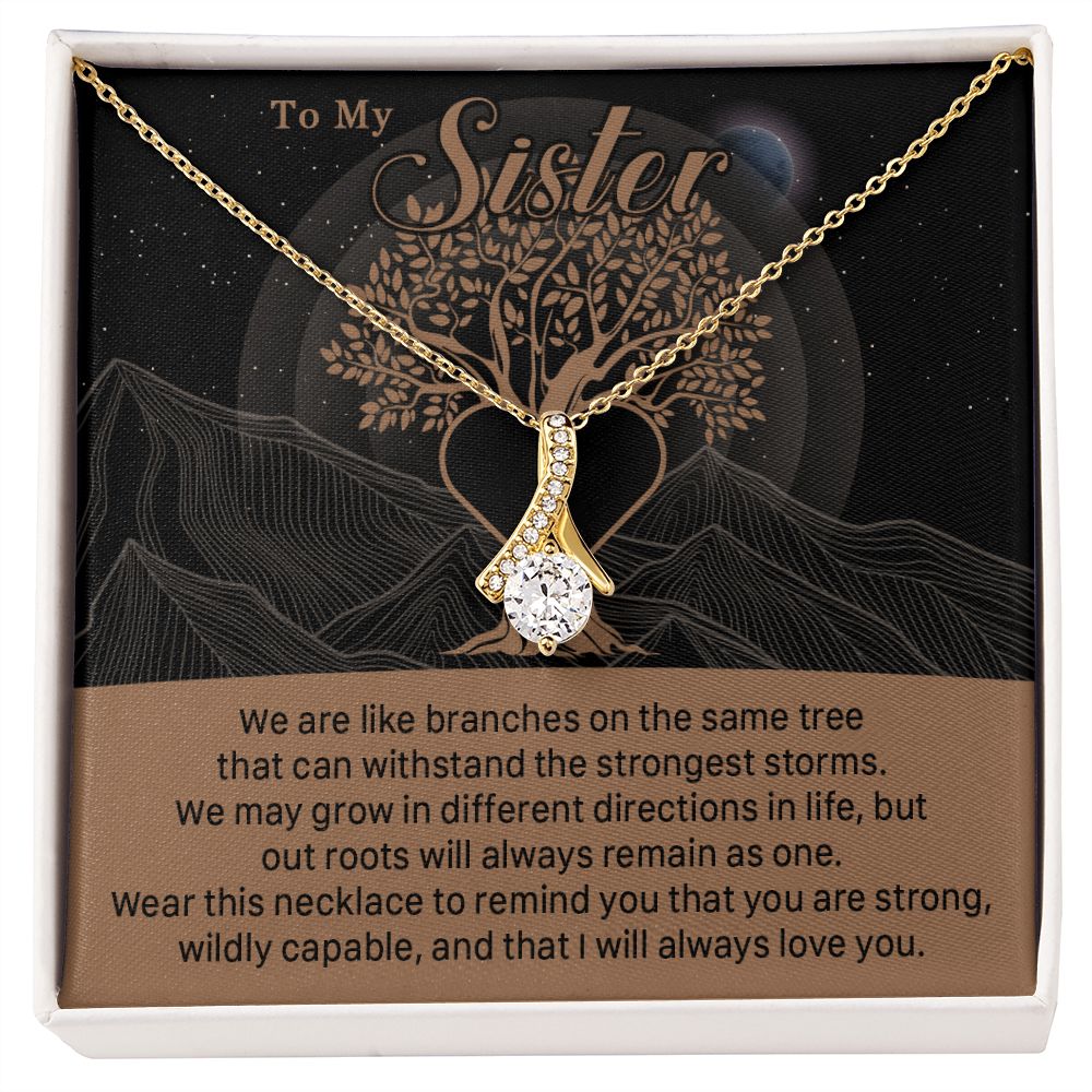547B To My Sister, Strong Roots Heart Pendant Necklace Gift for Sister Birthday, Xmas