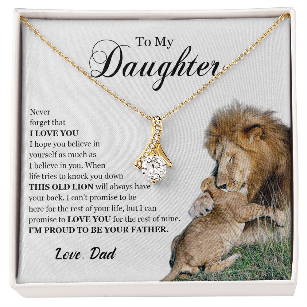 461B To My Daughter Necklace, Gift For Daughter From Dad, Daughter Father Lion, Xmas