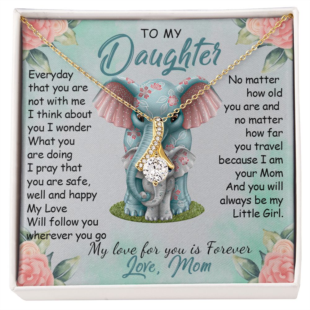 57B To My Daughter Necklace, Gift For Daughter From Mom, Daughter Mother Elephant