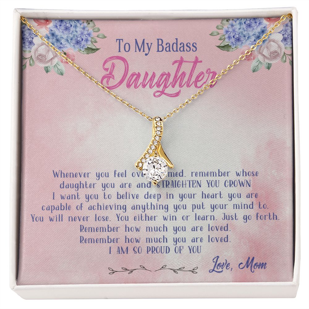 47B To My Badass Daughter Necklace From Mom, Badass Daughter Necklace Birthday