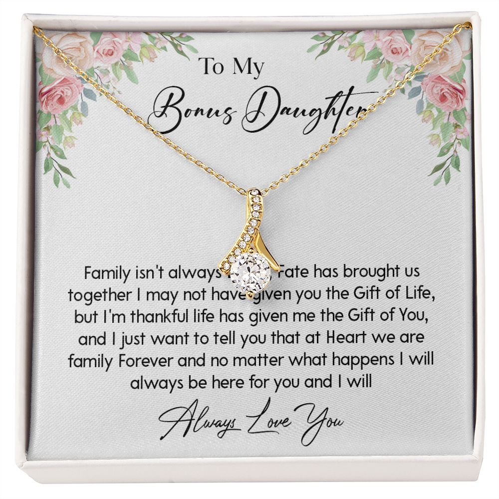 466B To My Bonus Daughter Necklace, Gift For Daughter, Birthday Graduation Christmas