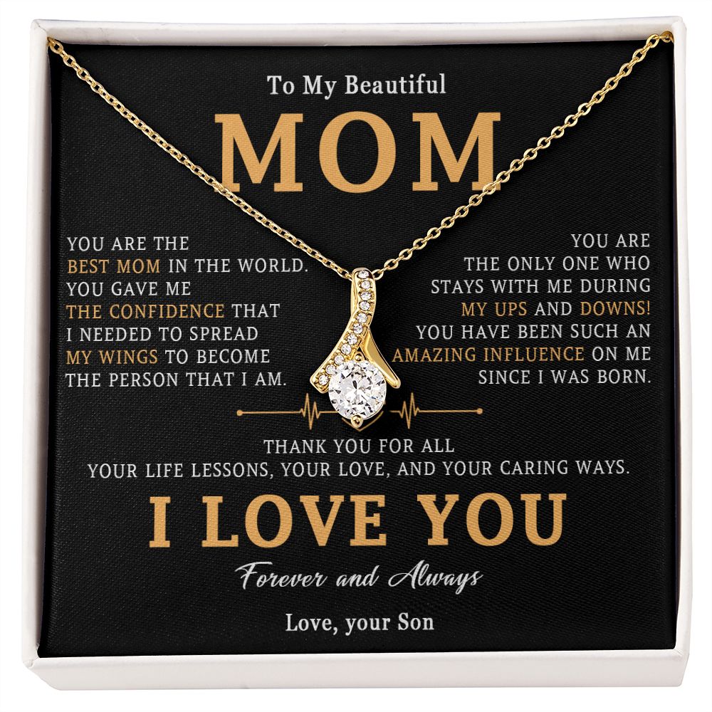 516B To My Beautiful Mom Necklace, Mom Gift, Mom Birthday Gift from Son, Love Gifts