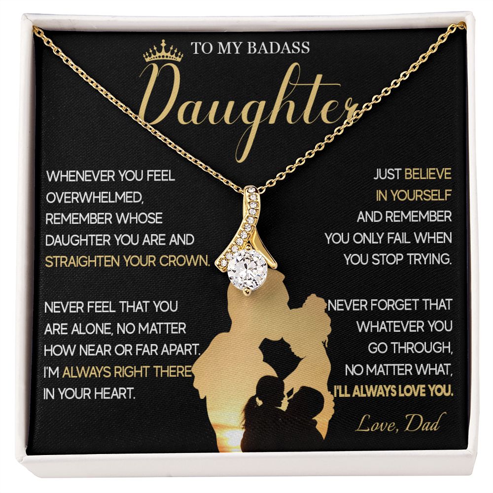 515B To My Badass Daughter Necklace, Birthday Gift For Daughter From Dad, Christmas