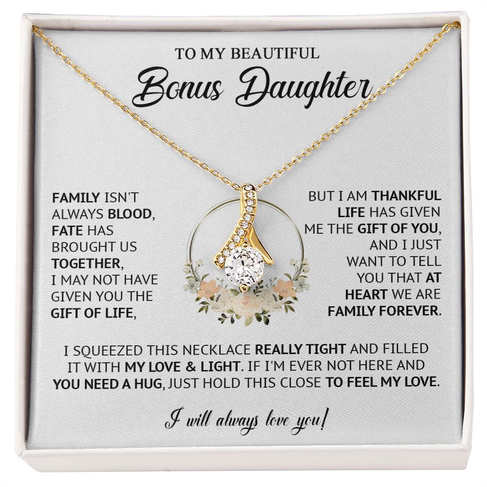 585B Bonus Daughter Necklace, Birthday Gift for Daughter from Dad Mom, Step Daughter