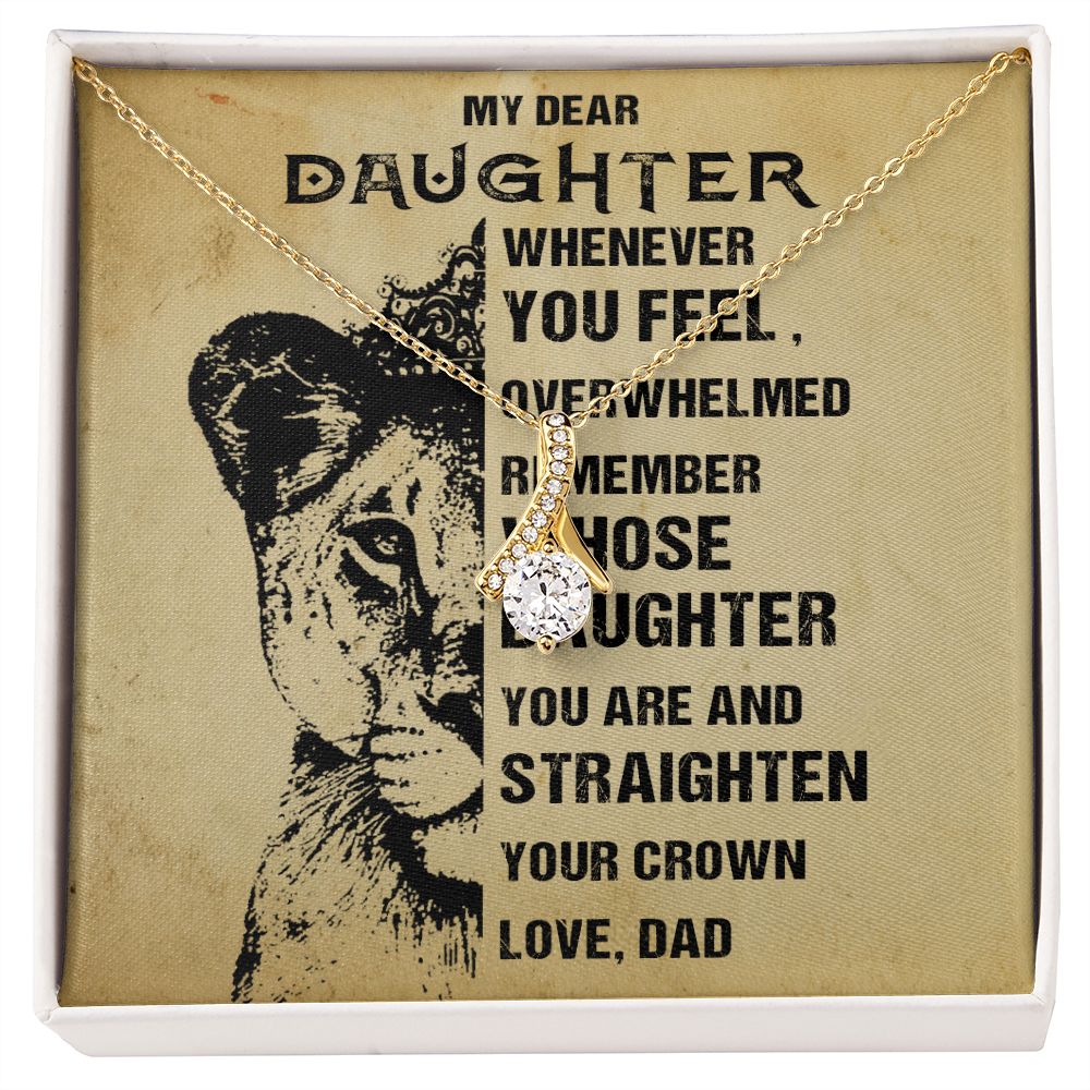 379B To My Daughter Necklace, Lion Necklace Gift Birthday, Necklace Gift From Dad