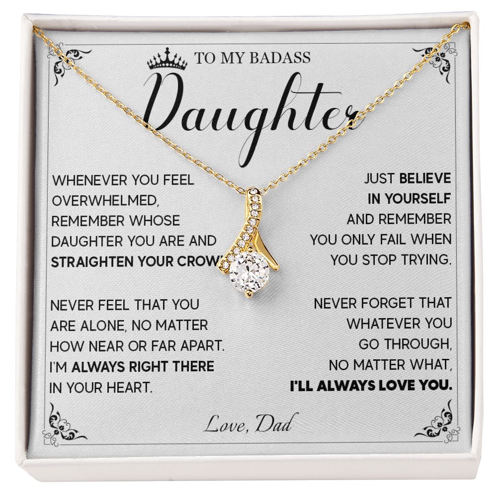 514B To My Badass Daughter Necklace, Birthday Gift For Daughter From Dad, Anniversary