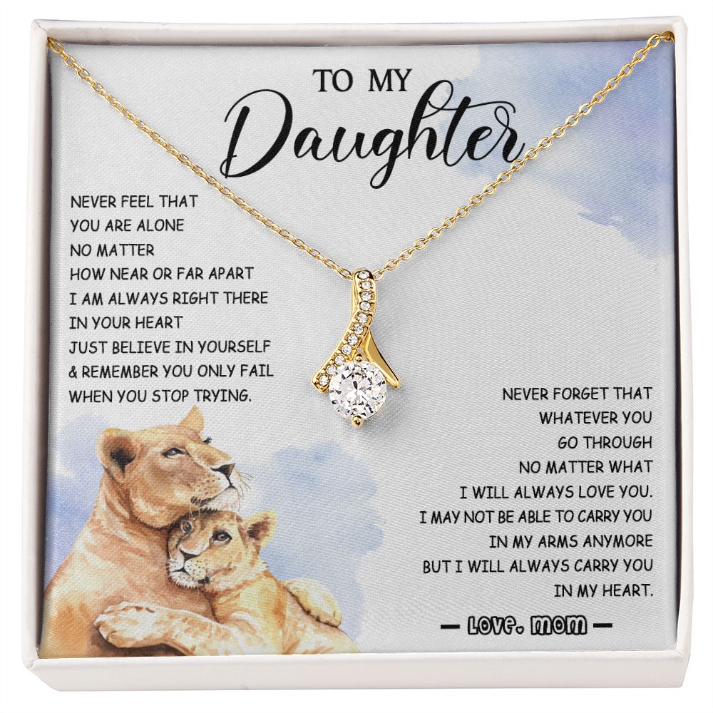 478B To My Daughter Necklace Mother to Daughter Birthday Christmas Gift from Lion Mom