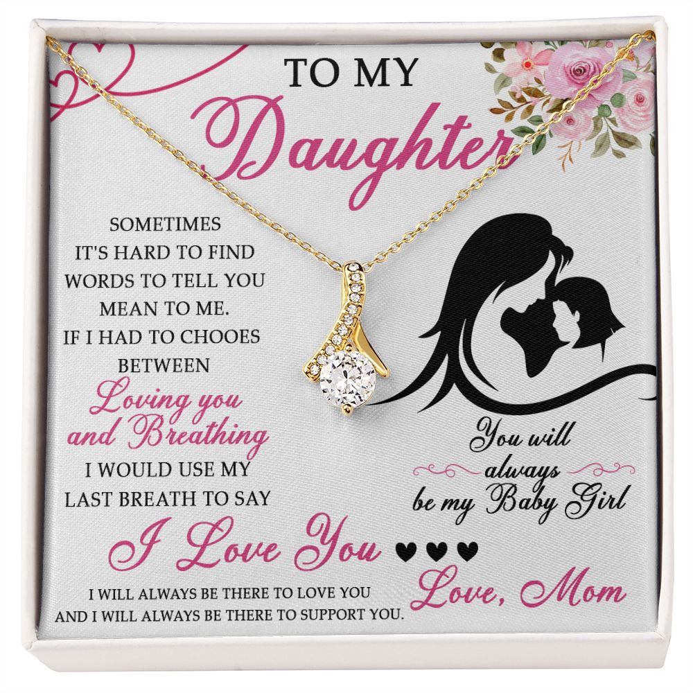 50B To My Daughter Necklace From Mom, Jewelry Gift For Daughter On Birthday, Holiday