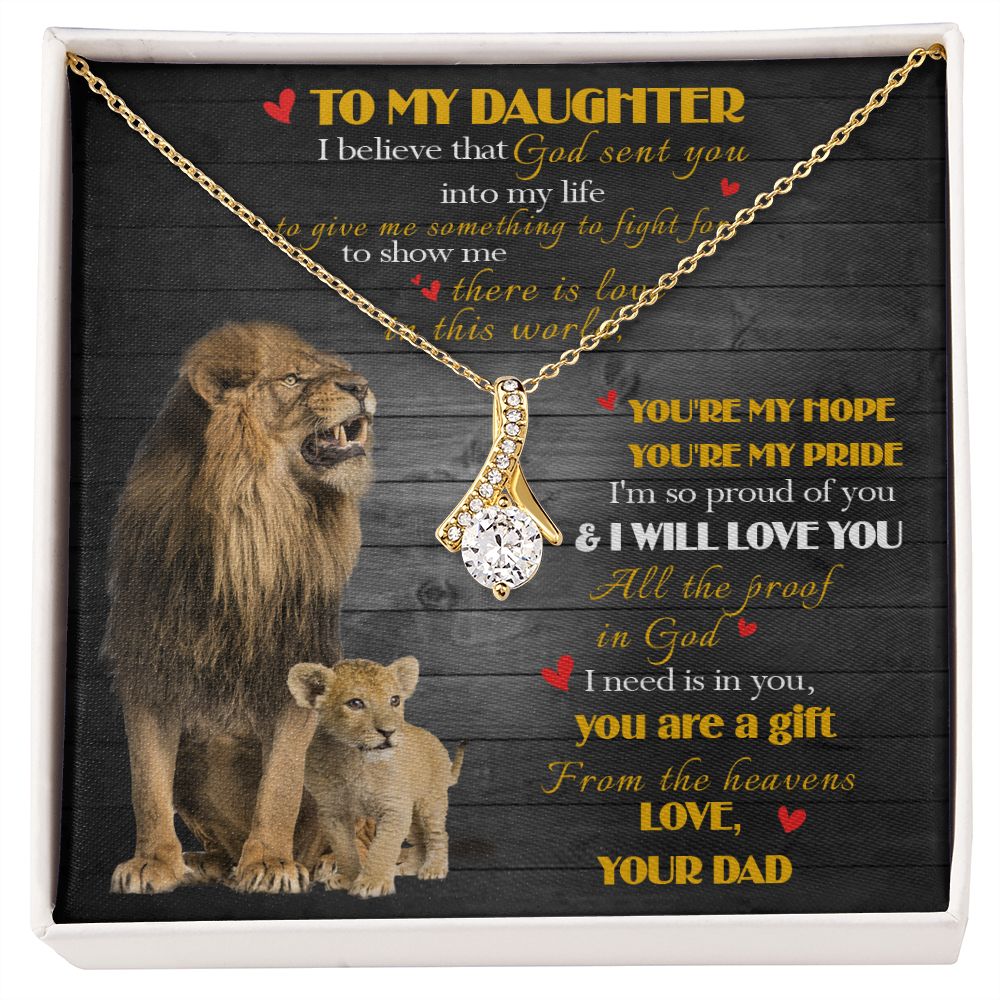 392B To My Daughter Necklace, Xmas Gift For Daughter From Dad, Daughter Father Lion