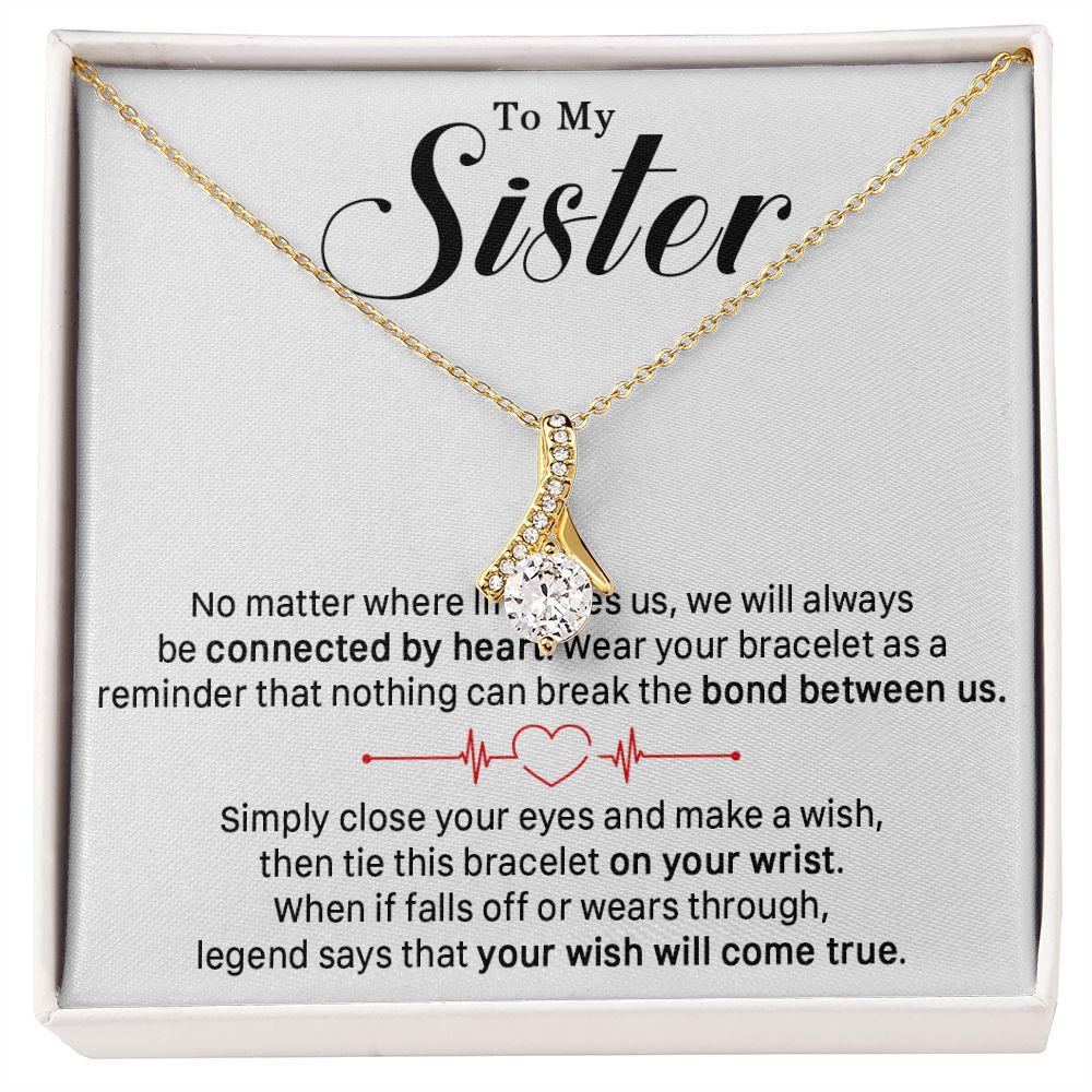 545B To My Sister Necklace, Sister Best Friends Love Heart Necklace, Birthday Gifts