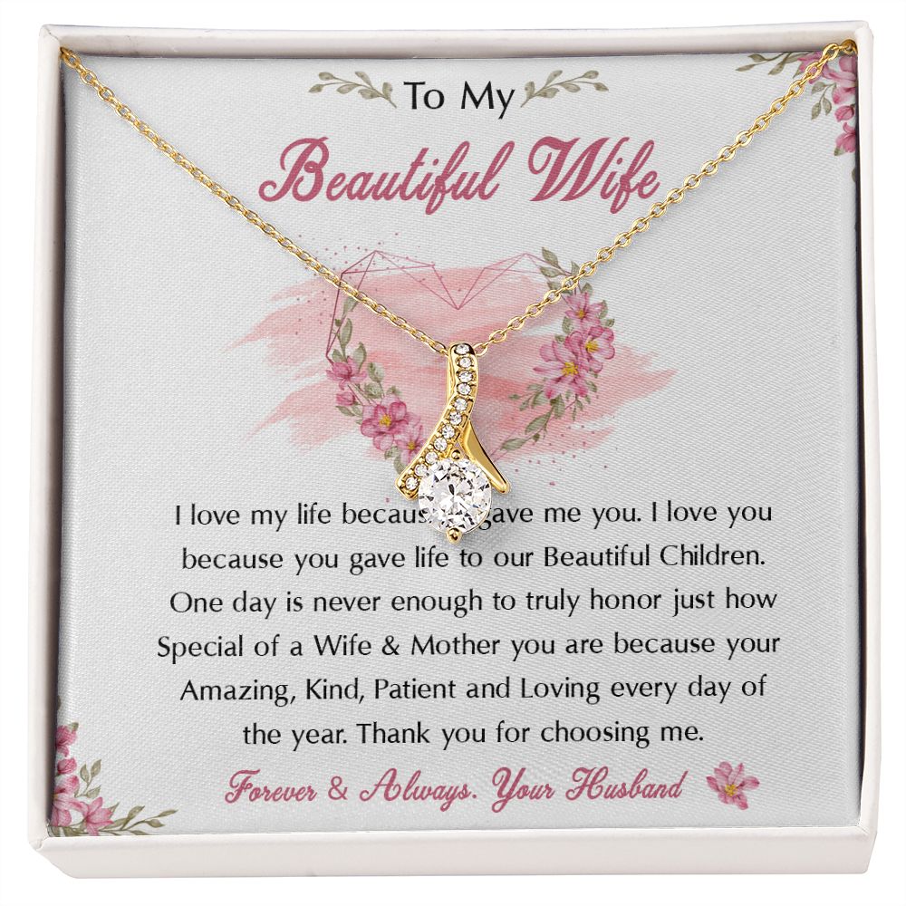 98B To My Beautiful Wife Necklace, Wife Necklace Gift from Husband, Birthday Gift