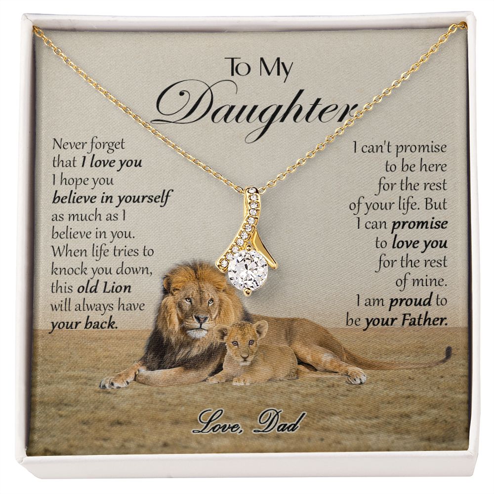 469B To My Daughter Necklace, Xmas Gift For Daughter From Dad, Daughter Father Lion
