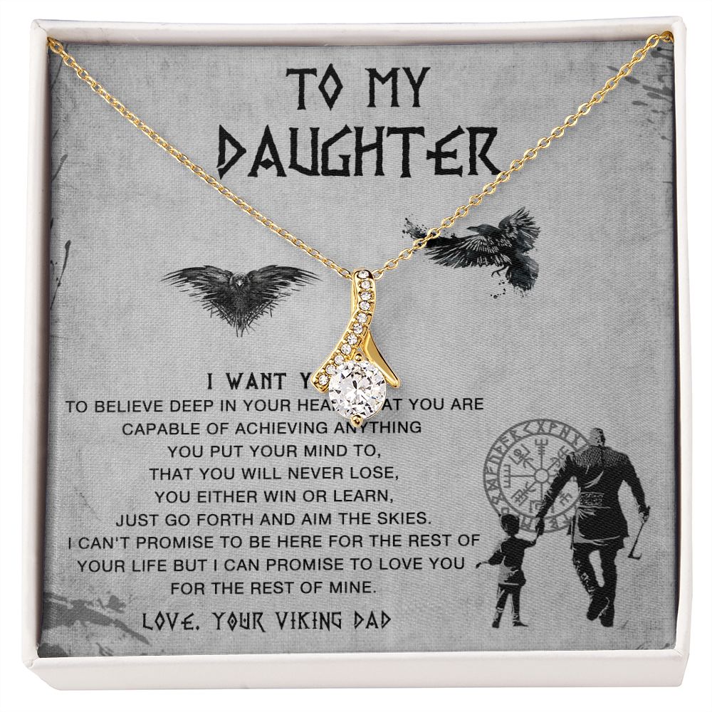 117B To My Daughter Necklace From Viking Dad, Gift For Viking Daughter Gift Necklace