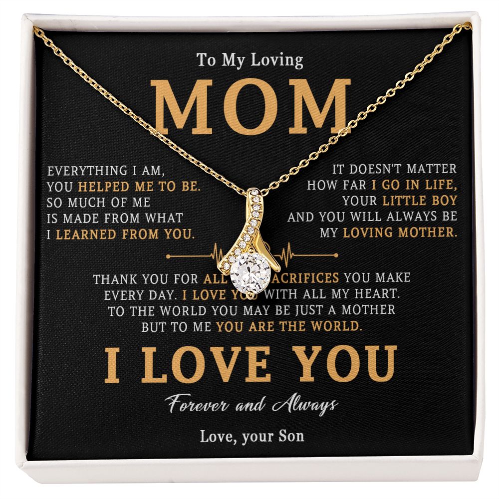 509B To My Loving Mom Necklace, Gift for Mom from Son, Mother's Day Jewelry Gifts