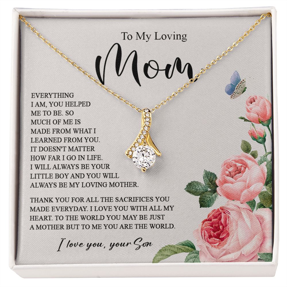 628B To My Loving Mom Necklace, Gift for Mom from Son, Mother's Day Jewelry Gifts