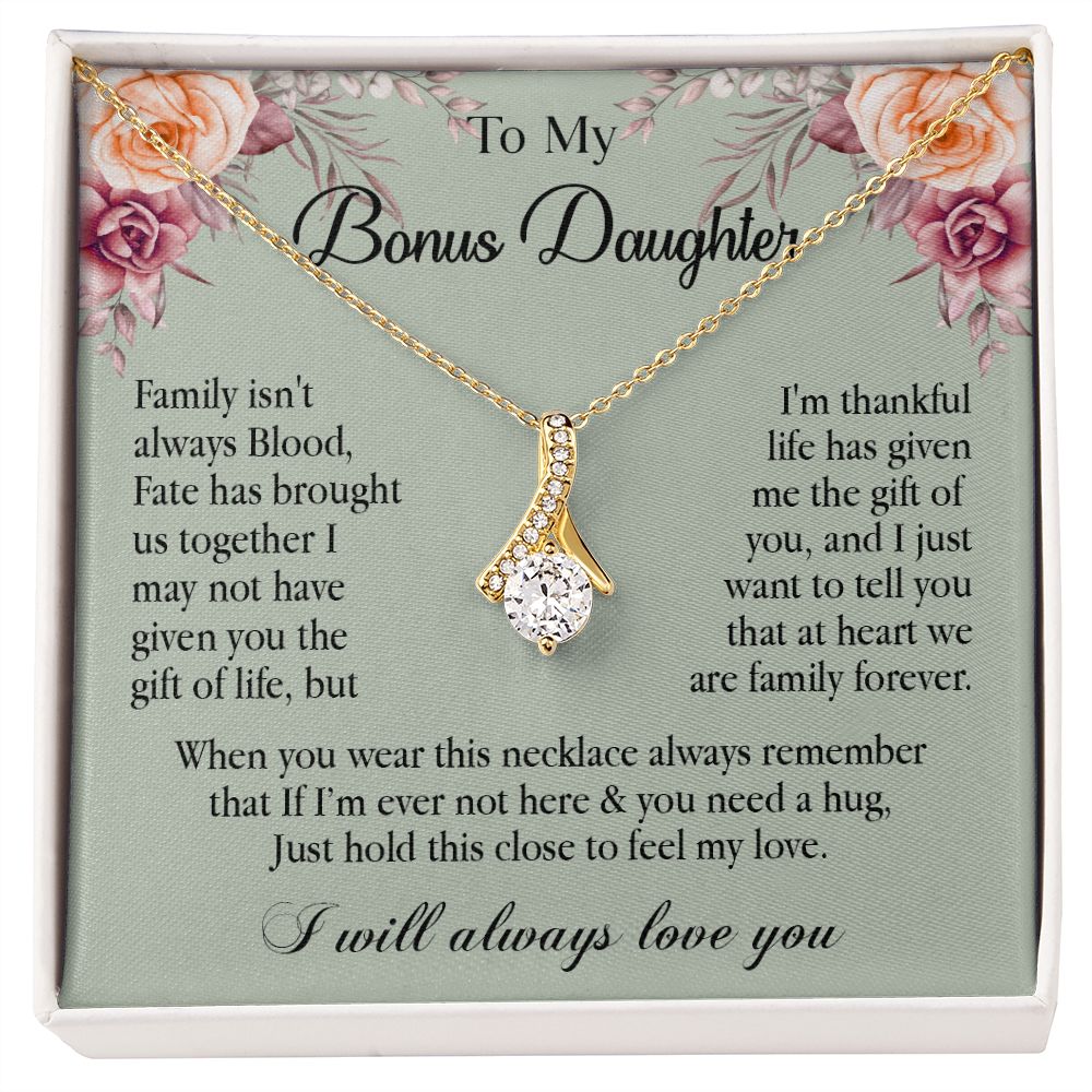 632B To My Bonus Daughter Necklace, Gift Birthday, Gift Ideas, Daughter Necklace