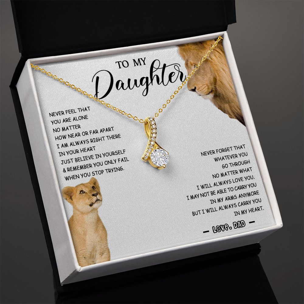 477B To My Daughter Necklace Father to Daughter Birthday Christmas Gift from Lion Dad