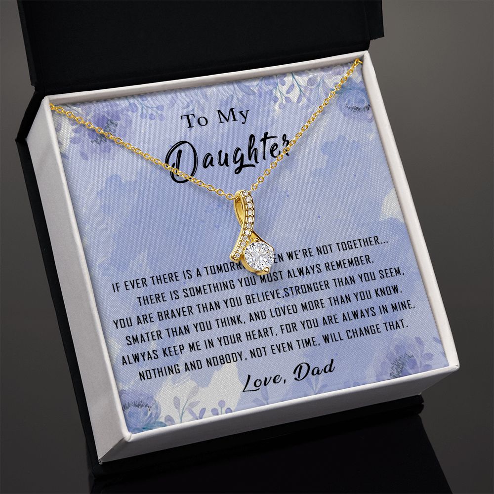 100B To My Daughter Necklace From Dad Father You're Braver Stronger Smarter Daughter