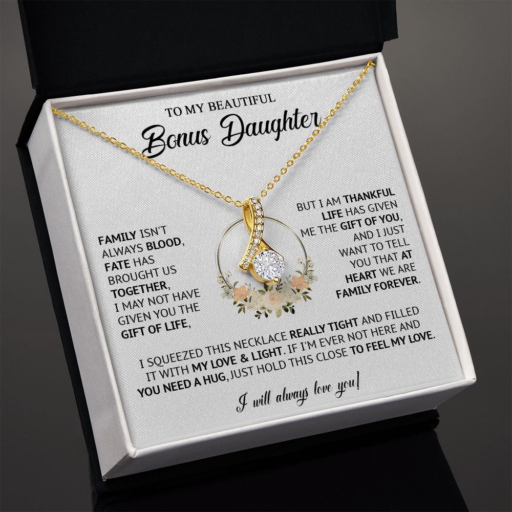 585B Bonus Daughter Necklace, Birthday Gift for Daughter from Dad Mom, Step Daughter