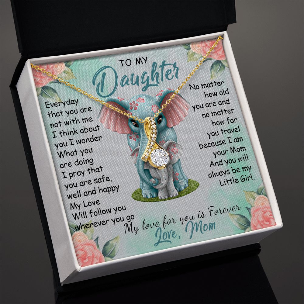 57B To My Daughter Necklace, Gift For Daughter From Mom, Daughter Mother Elephant